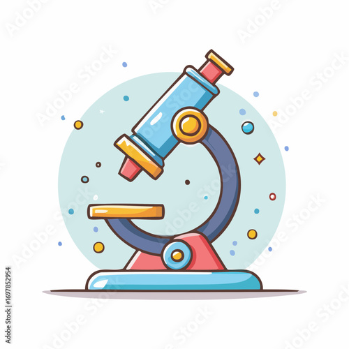 Science education vector icon of a microscope in a modern flat style. Premium clean outline illustration for scientific research and learning