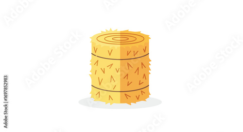Stylized hay bale illustration against white showcasing rural agricultural harvesting with clean and simple design suitable for web and print