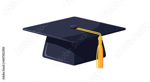 A vector style graduation cap signifying academic achievement and commencement ceremonies related to higher education milestones