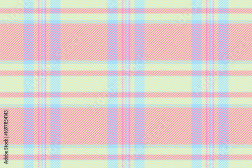 1970s tartan plaid texture, deep seamless check vector. Poster textile pattern background fabric in light and pink colors.