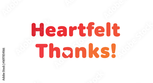 Expressing heartfelt gratitude: A vibrant message of thanks with a charming heart detail and gradient typography