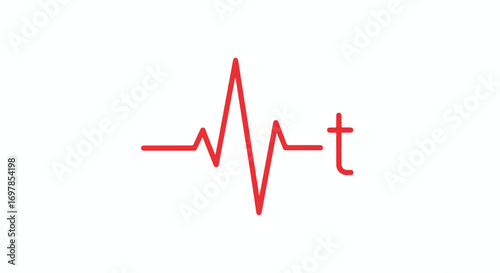Abstract red heartbeat waveform with a stylized 't' representing medical technology innovation and digital health solutions