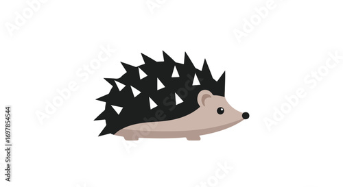 Stylized Hedgehog Illustration with Geometric Spines and Soft Pastel Color Palette Depicting Forest Fauna164