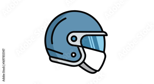 Stylized motorcycle helmet illustration, safety gear for motorcyclists and scooter riders, protection concept, vector depiction, isolated on white