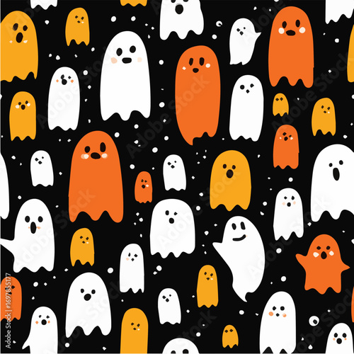 Illustration seamless pattern of halloween Day with cute ghosts