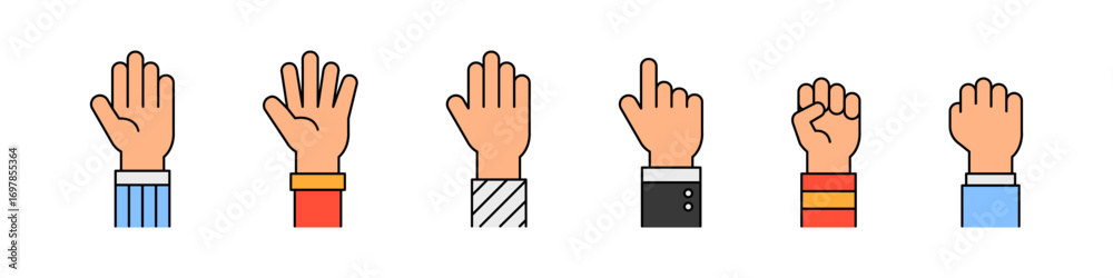 Fototapeta premium Hands up. Human hand raised in the air. Vote icon.