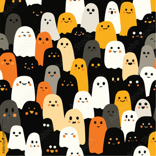 Illustration seamless pattern of halloween Day with cute ghosts
