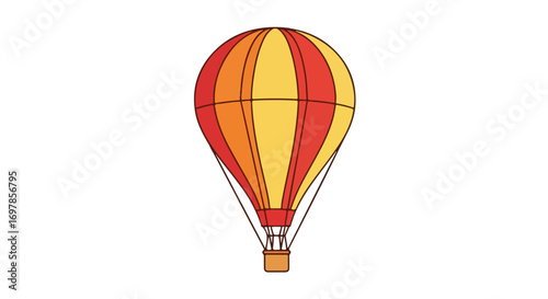 Vibrant air balloon illustration conveying a sense of freedom and adventure with its striking combination of colors and a simple, clean aesthetic
