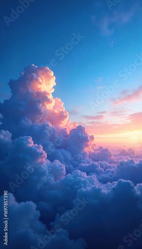 Serene twilight blue sky, soft clouds, and a tranquil landscape bathed in the fading light of day Perfect for themes of peace, serenity, and dreams , stunning, sunset, scenery