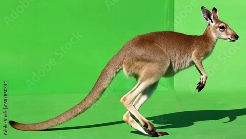 Red Kangaroo on Green Screen