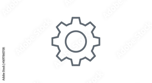 Sleek vector illustration showcasing a gear icon on a pristine white background for technical designs or engineering visuals