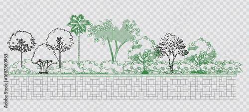 Top View Vector Icons of Trees and Plants for Floor Plan and Architectural Design Projects	