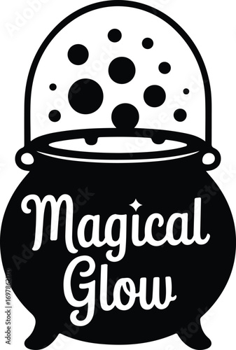 Magical Glow cauldron with bubbling potion and stars