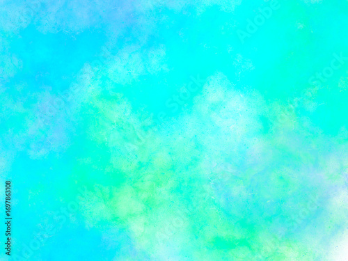 Vibrant abstract watercolor blend of bright blue and electric green creating a dynamic, energetic background