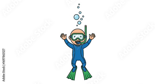 Child Scuba Diving with Snorkel Gear