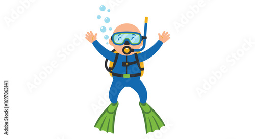 Child Scuba Diving with Snorkel Gear