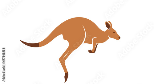 Stylized kangaroo silhouette in dynamic leap posture, embodying australian wildlife with a minimalist aesthetic design element appropriate for