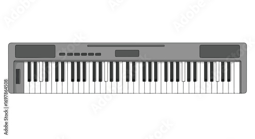 Stylized electronic keyboard synthesizer illustration perfect for music composition design projects or instructional content that showcases virtual