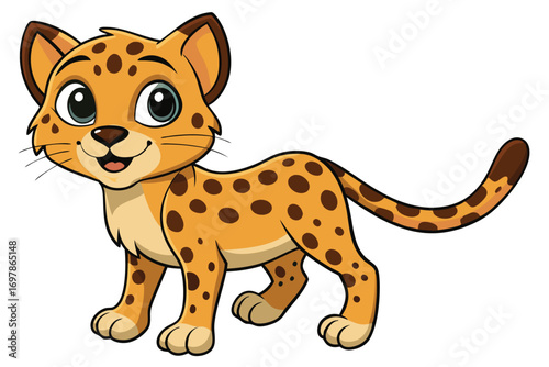 Cute Cartoon Cheetah Character with Brown Spots on Fur 