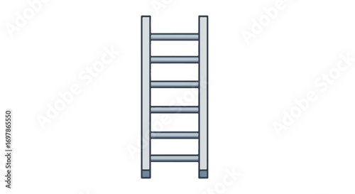 Vertical metallic stepladder against bright background, minimalist style representation offering potential and ascending path perspective