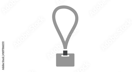 Isolated gray identification card and lanyard against a white backdrop demonstrating access security and professional work identification