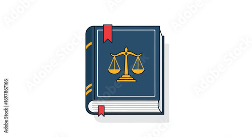 Symbolic law book illustration for legal concepts and justice system representation