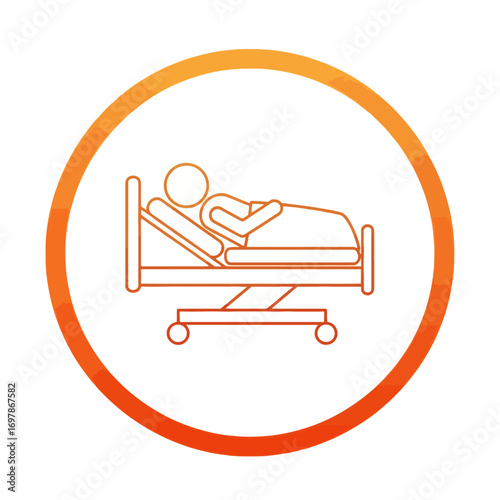 Vector art of line art icon of a person lying in a hospital bed