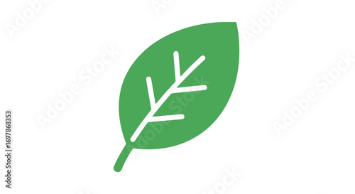 Stylized green leaf illustration embodying nature's freshness and simplistic organic design suitable for icons and logos