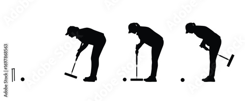 Croquet silhouette, woman playing croquet