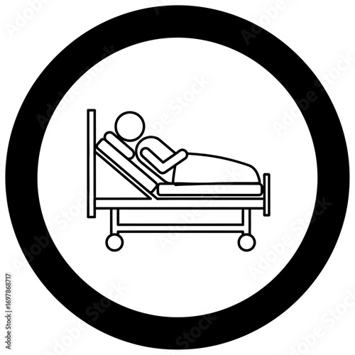 Vector art of hospital bed icon with patient lying down