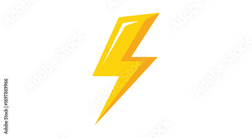 Dynamic vector illustration showcasing a vibrant yellow lightning bolt on a clean white backdrop, emphasizing power and energy
