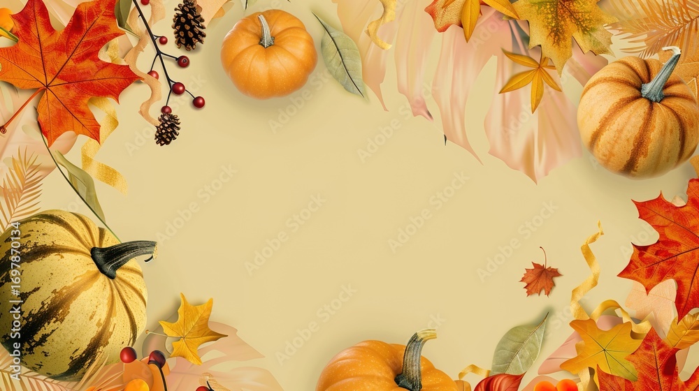 Obraz premium Thanksgiving Greeting Card Background Design Images, suitable for Thanksgiving greeting card creation, holiday greeting poster design, electronic invitation image matching, holiday promotion material 