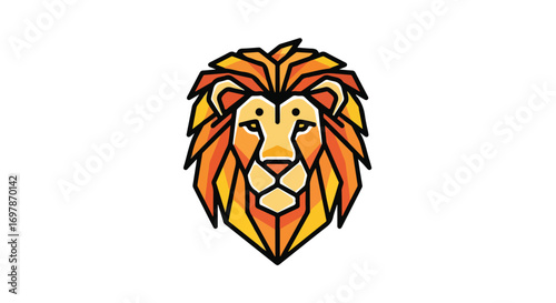 Geometric lion head emblem displaying sharp, stylized lines and gradients, perfect for branding or artistic design applications in modern contexts