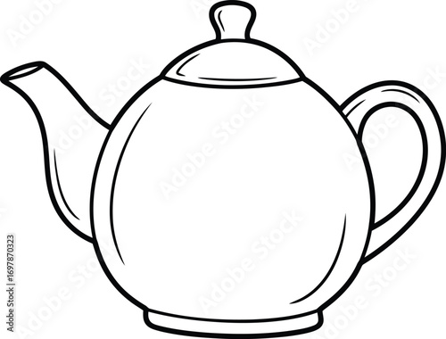 Hand drawn teapot sketch simple line art kitchenware beverage container classic beverage equipment vector