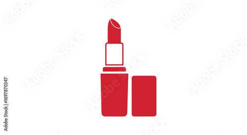 Crimson lipstick illustration against a white backdrop representing cosmetic beauty and female empowerment through makeup and personal styling