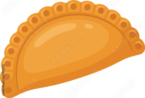 Golden fried empanada isolated delicious baked pastry vector