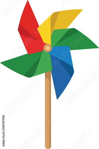 Colorful pinwheel toy spinning in wind summer fun outdoors bright childhood joy isolated vector