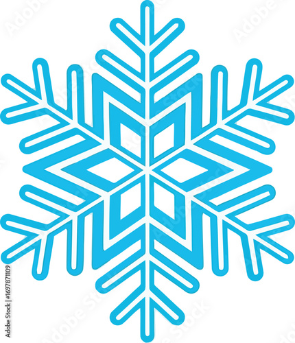 Abstract teal blue snowflake icon winter season cold weather element vector