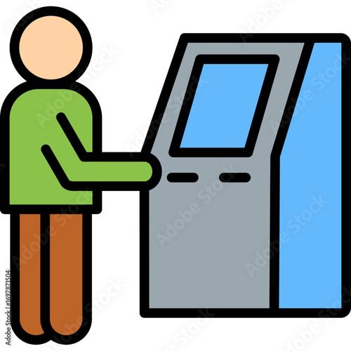 Self-Service Terminal lineal color icon