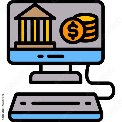 Online Banking lineal color icon