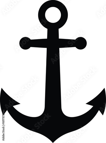 Nautical anchor silhouette maritime symbol marine life emblem nautical gear nautical object vector