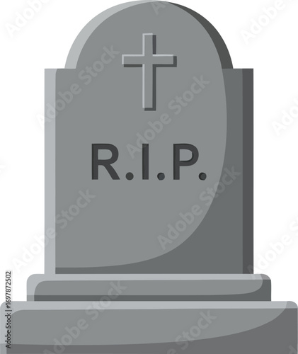 Grave monument rip cross stone memorial symbol vector