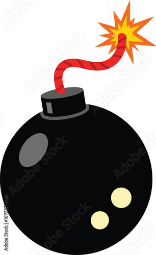 Exploding cartoon bomb danger symbol retro vintage ignition fuse pop art icon vector
