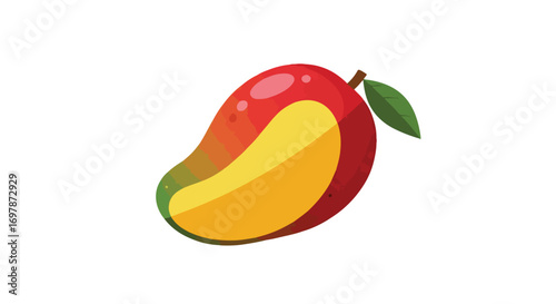 Vibrant mango slice vector illustration showcasing freshness and tropical sweetness through clean lines and inviting colors