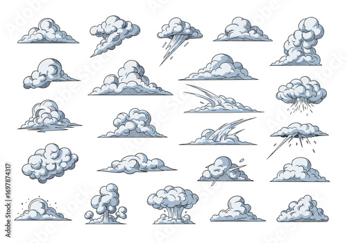 Collection of pixel art cloud illustrations for creative projects and digital designs