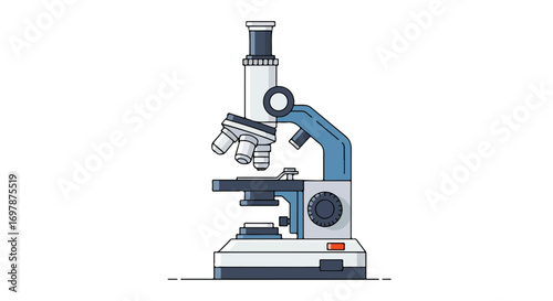 Detailed microscope illustration with blue and gray accents for scientific visual representation and educational purposes