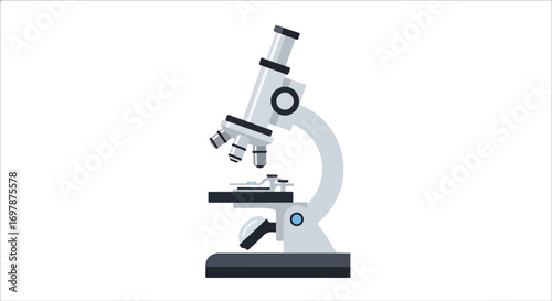 Conceptual illustration of a laboratory microscope for scientific research and education equipment in the science field with minimalist design