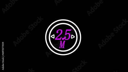 Number 2.5 sign symbol 2 animation motion graphics icon in red sphere on blue background,cartoon video number for video elements