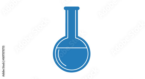 Simple blue round bottom flask graphic illustration for science education and laboratory concepts research and experimentation graphic representation