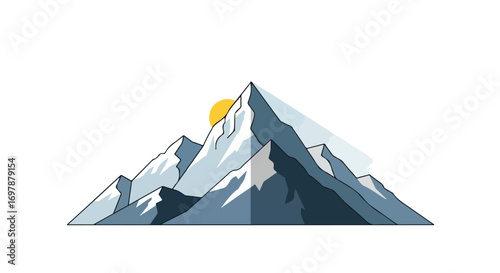 Minimalistic mountain range illustration at sunrise showcases natural beauty and adventure spirit evokes serenity and travel goals concept